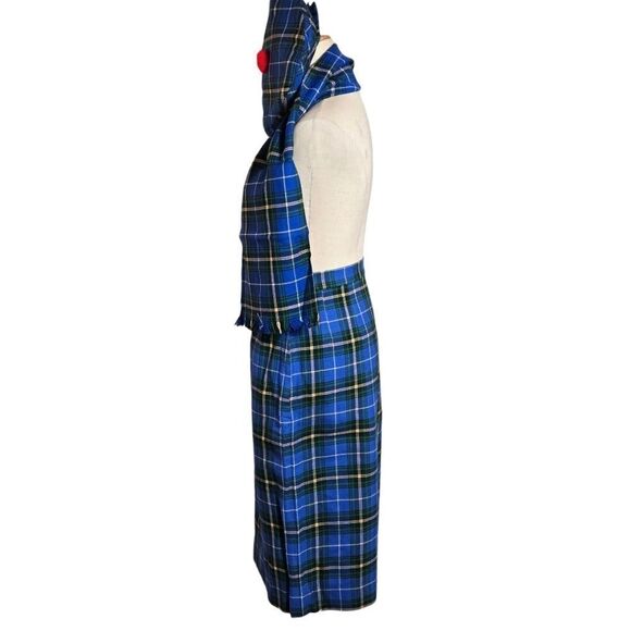 Bonda Textiles Nova Scotia Tartan Blue Plaid Skirt Hat and Scarf Set - Picture 4 of 8